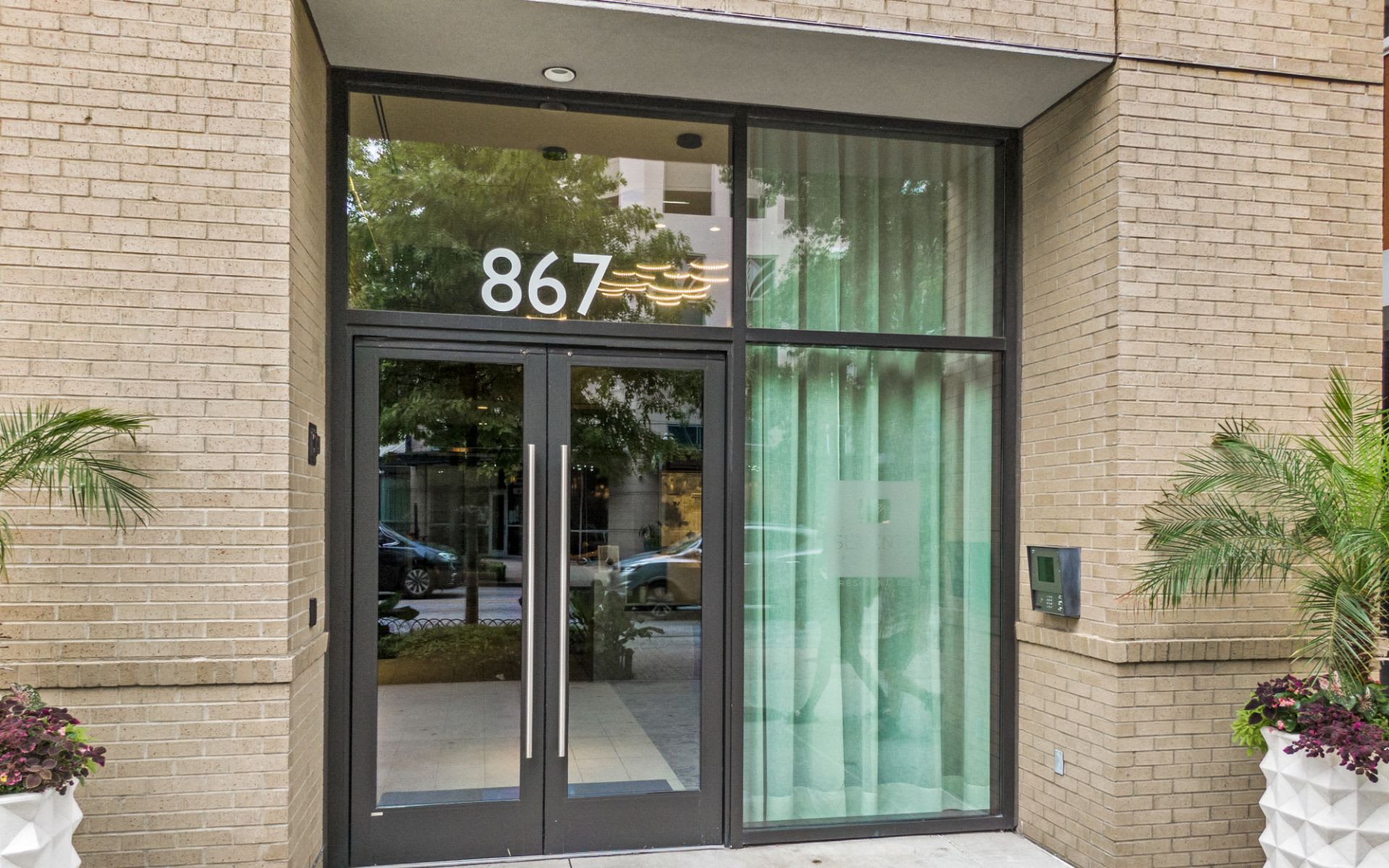 Building entrance of a film rental property in Atlanta